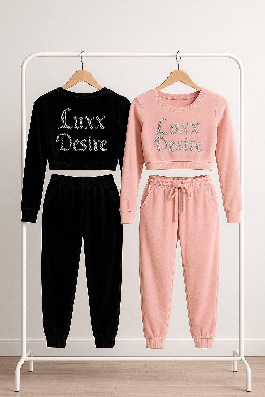 Luxx Desire Women’s Velour Lounge Set – Pink
