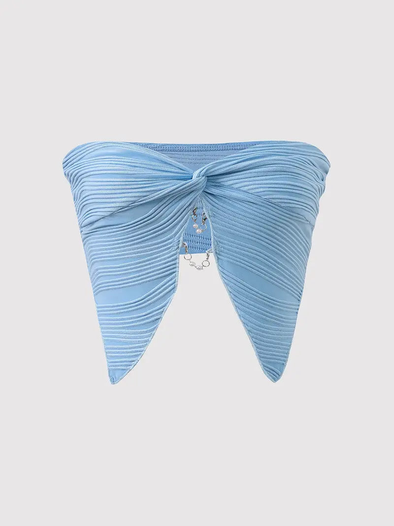 Black Strapless Tube Top with Chain Detail