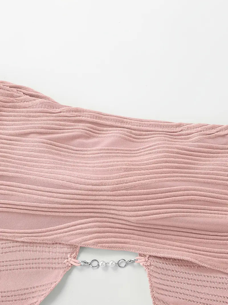 Black Strapless Tube Top with Chain Detail