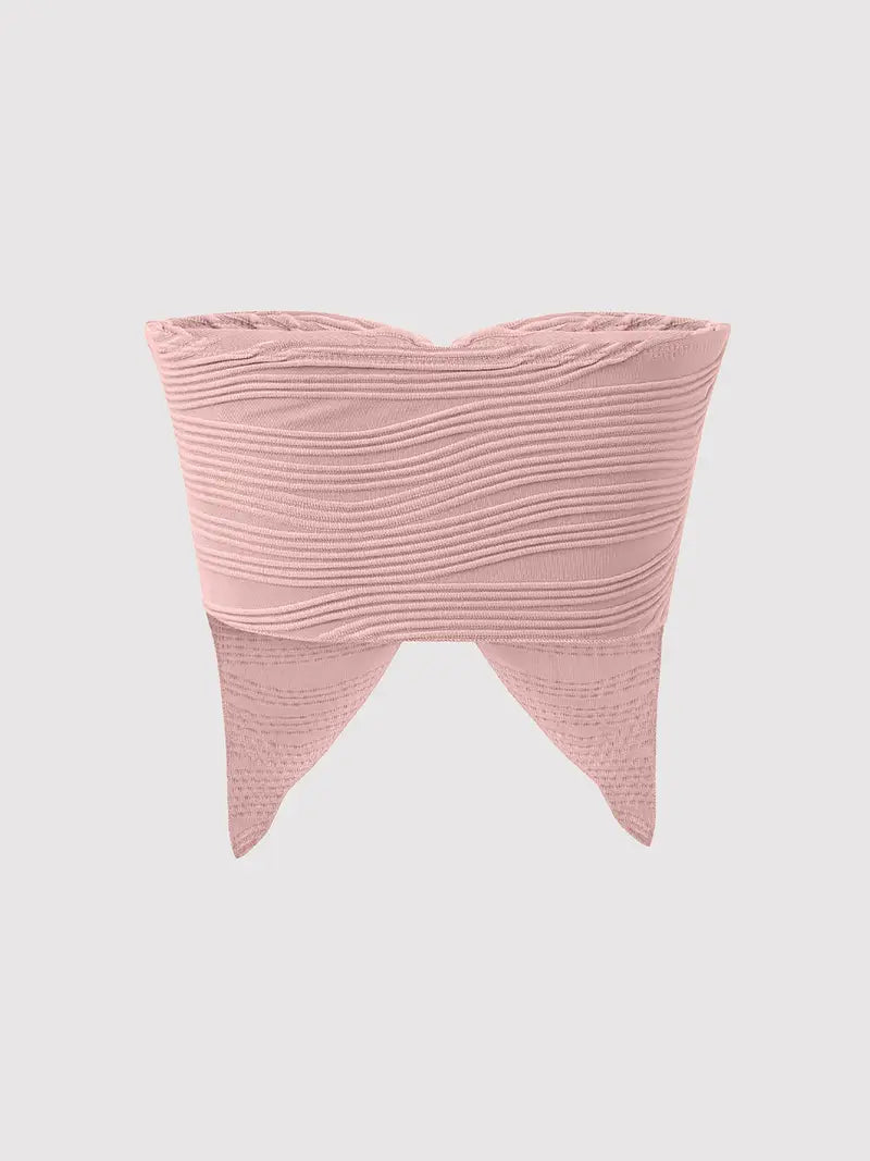 Black Strapless Tube Top with Chain Detail